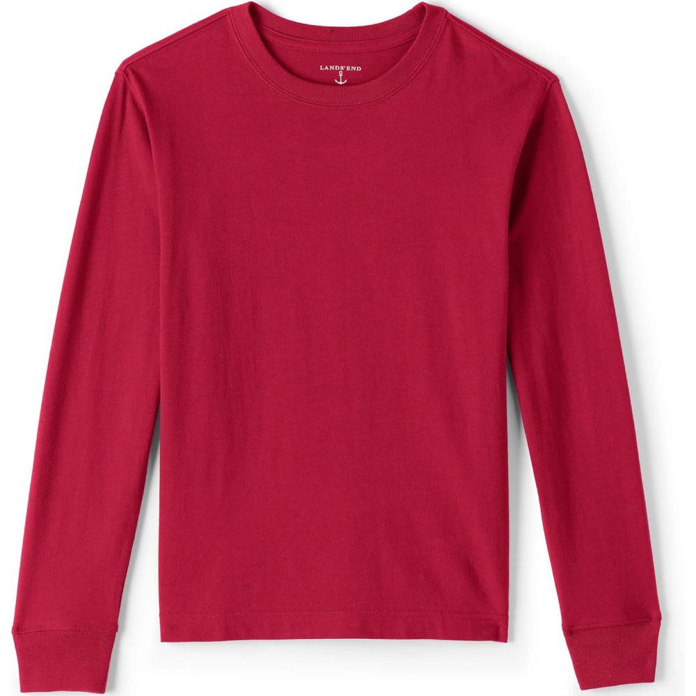 imageLands End School Uniform Boys Long Sleeve Essential TShirtRed