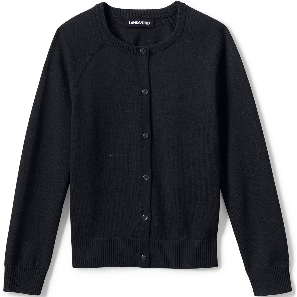 imageLands End School Uniform Girls Cotton Modal Cardigan SweaterBlack
