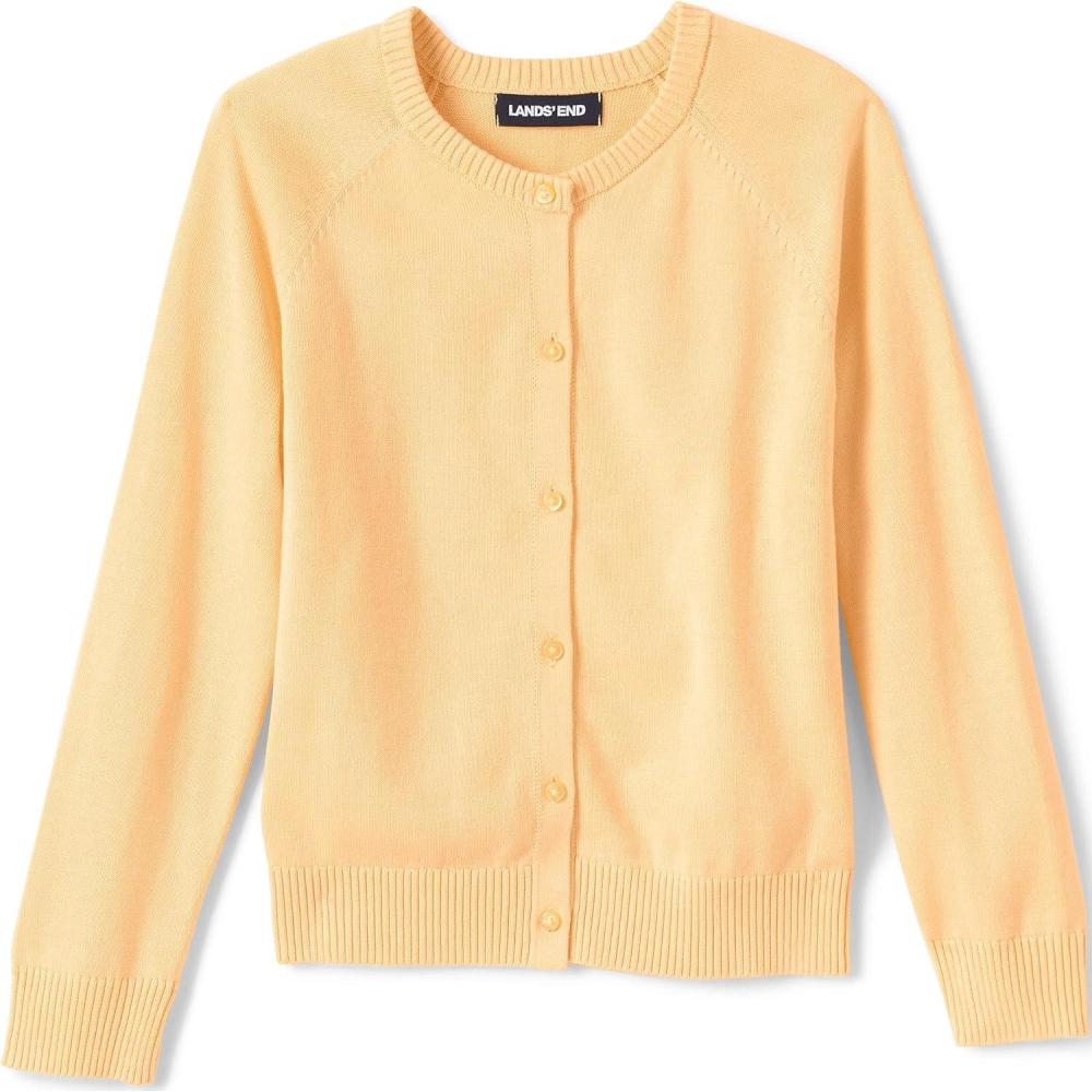 imageLands End School Uniform Girls Cotton Modal Cardigan SweaterMaize