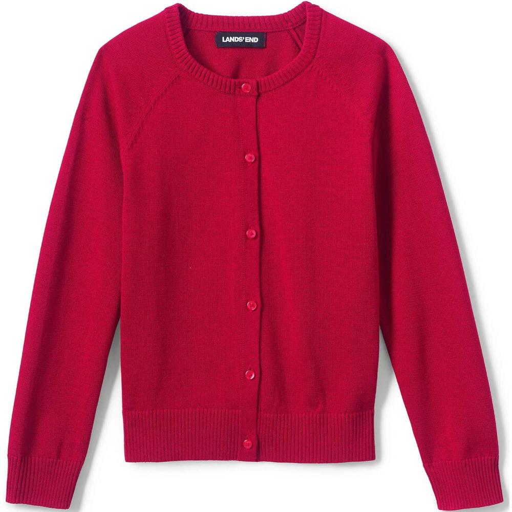 imageLands End School Uniform Girls Cotton Modal Cardigan SweaterRed