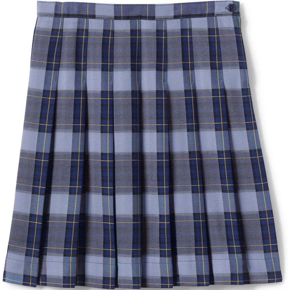 imageLands End School Uniform Girls Plaid Pleated Skirt Below The KneeClassic Navy Plaid