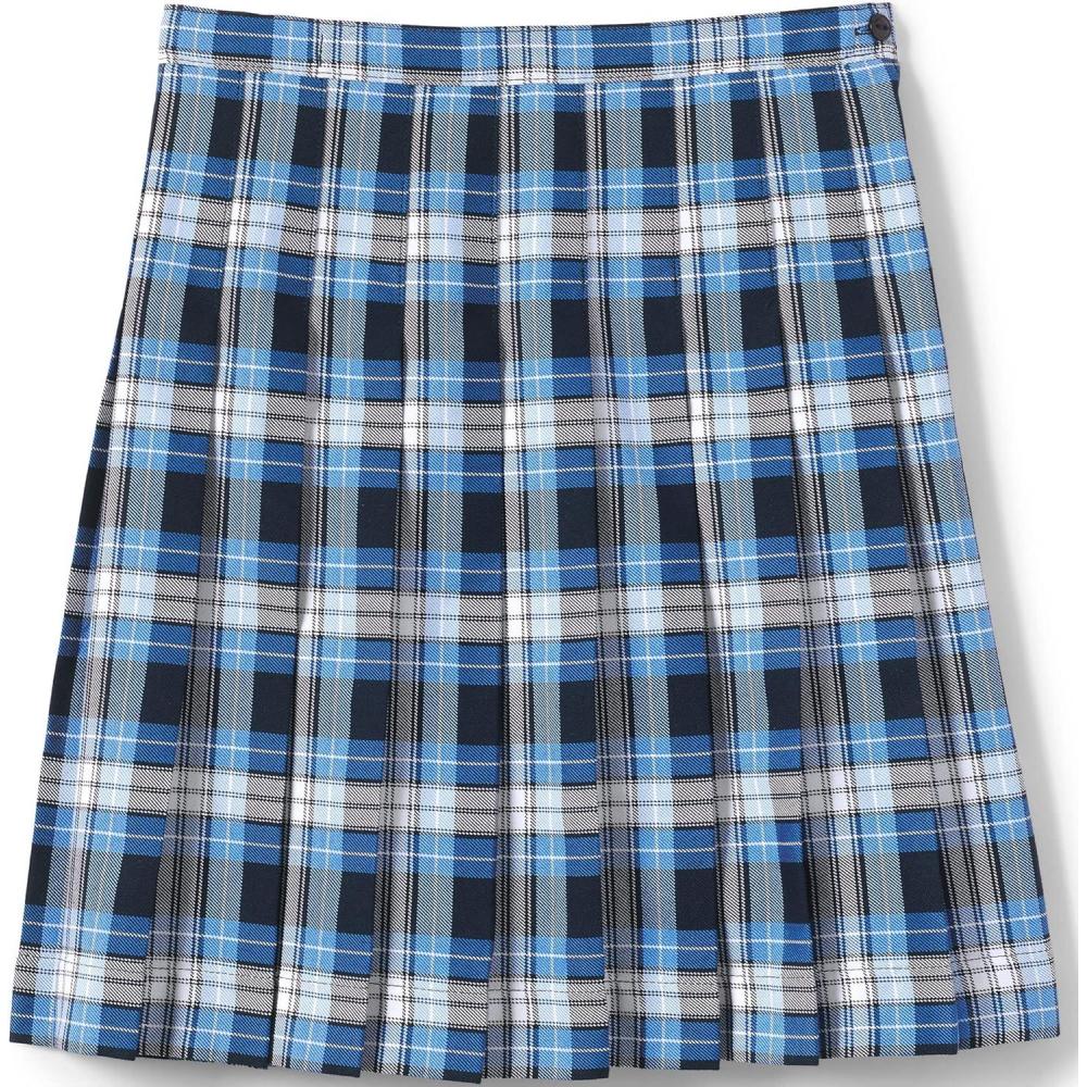 imageLands End School Uniform Girls Plaid Pleated Skirt Below The KneeClear Blue Plaid