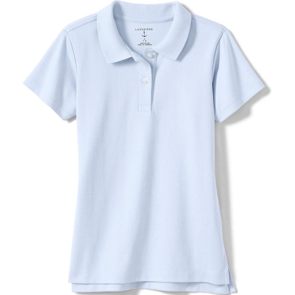 imageLands End School Uniform Girls Short Sleeve Feminine Fit Interlock Polo ShirtBlue
