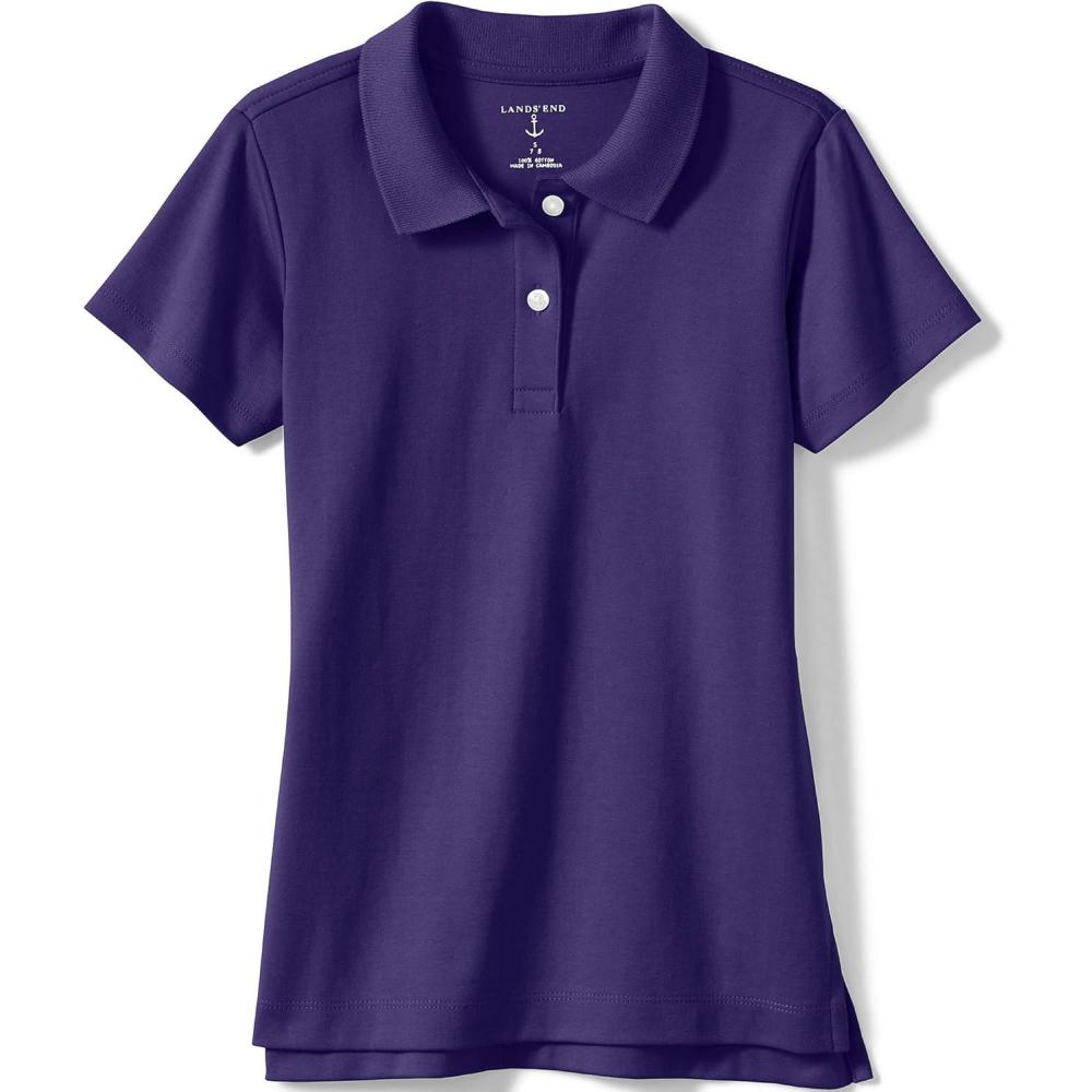 imageLands End School Uniform Girls Short Sleeve Feminine Fit Interlock Polo ShirtDeep Purple