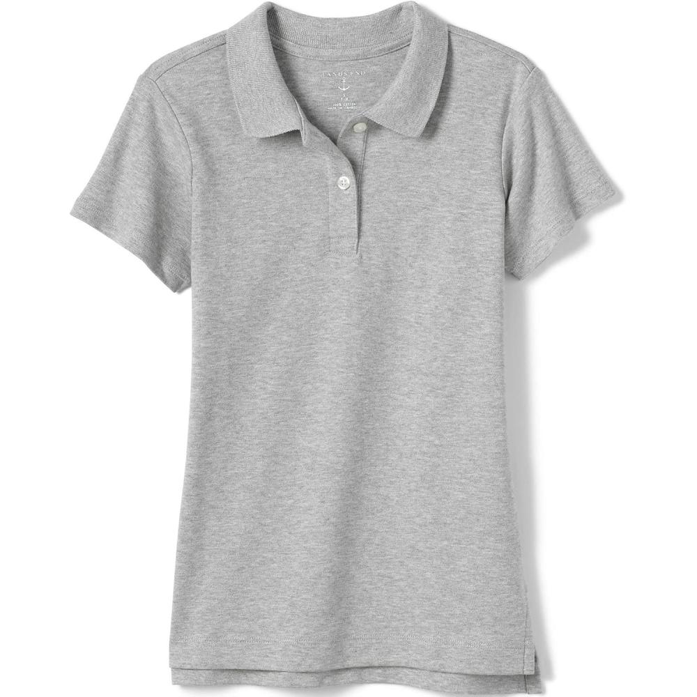 imageLands End School Uniform Girls Short Sleeve Feminine Fit Interlock Polo ShirtGray Heather