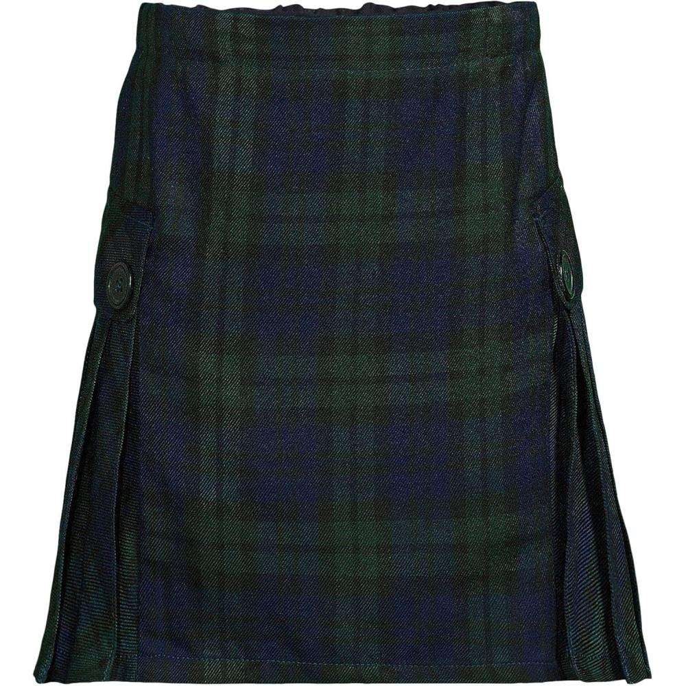 imageLands End School Uniform Girls Slim Side Pleat Plaid Skort Above KneeClassic NavyEvergreen Plaid