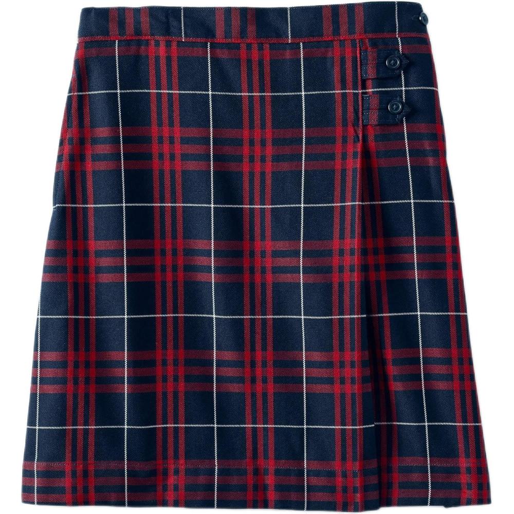 imageLands End School Uniform Girls Solid Aline Skirt Below The KneeClassic Navy Large Plaid