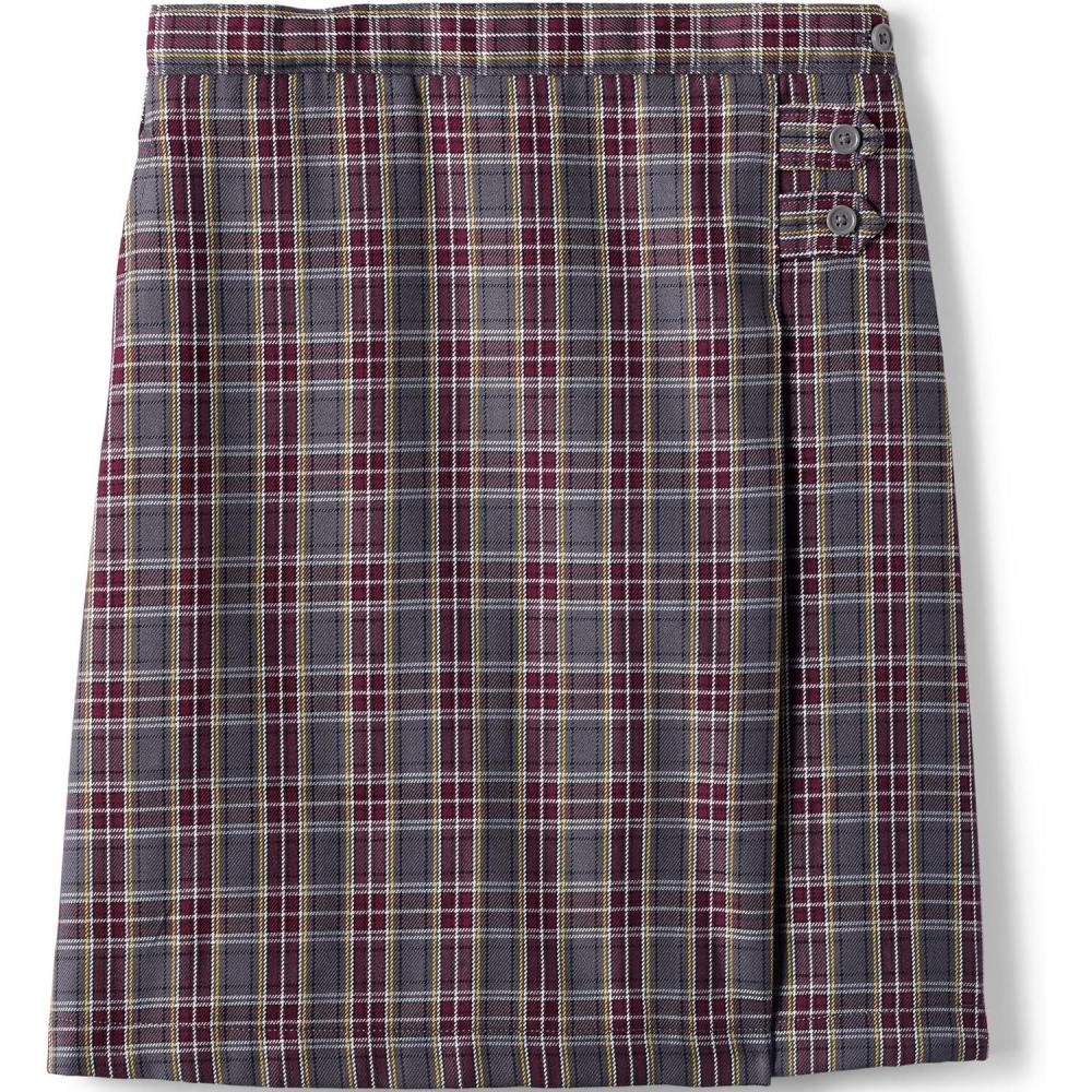 imageLands End School Uniform Girls Solid Aline Skirt Below The KneePlaid Gray HeatherMaroon