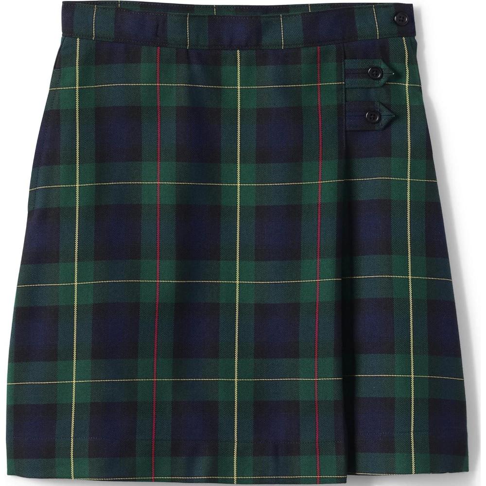 imageLands End School Uniform Girls Solid Aline Skirt Below The KneePlaid HunterClassic Navy