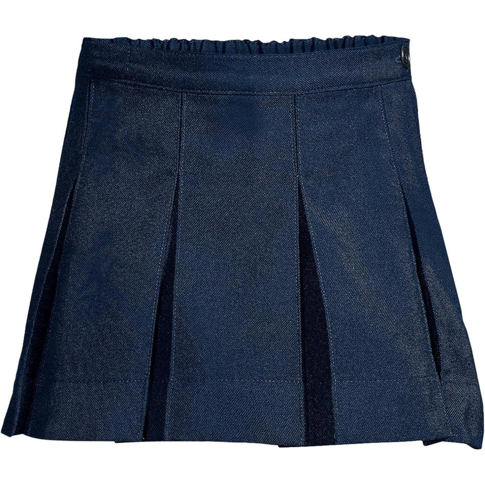 imageLands End School Uniform Girls Solid Box Pleat Skirt Above KneeAcademic Classic Navy