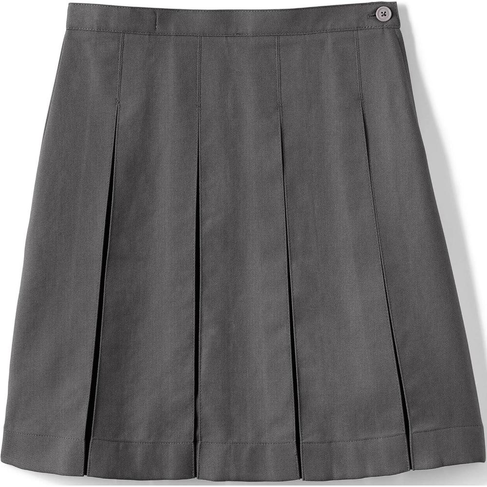 imageLands End School Uniform Girls Solid Box Pleat Skirt Below The KneeGray