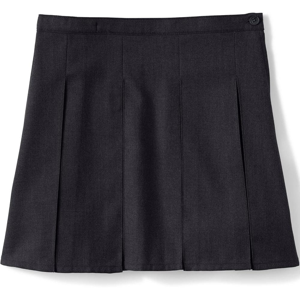 imageLands End School Uniform Girls Solid Box Pleat Skirt Top of KneeBlack