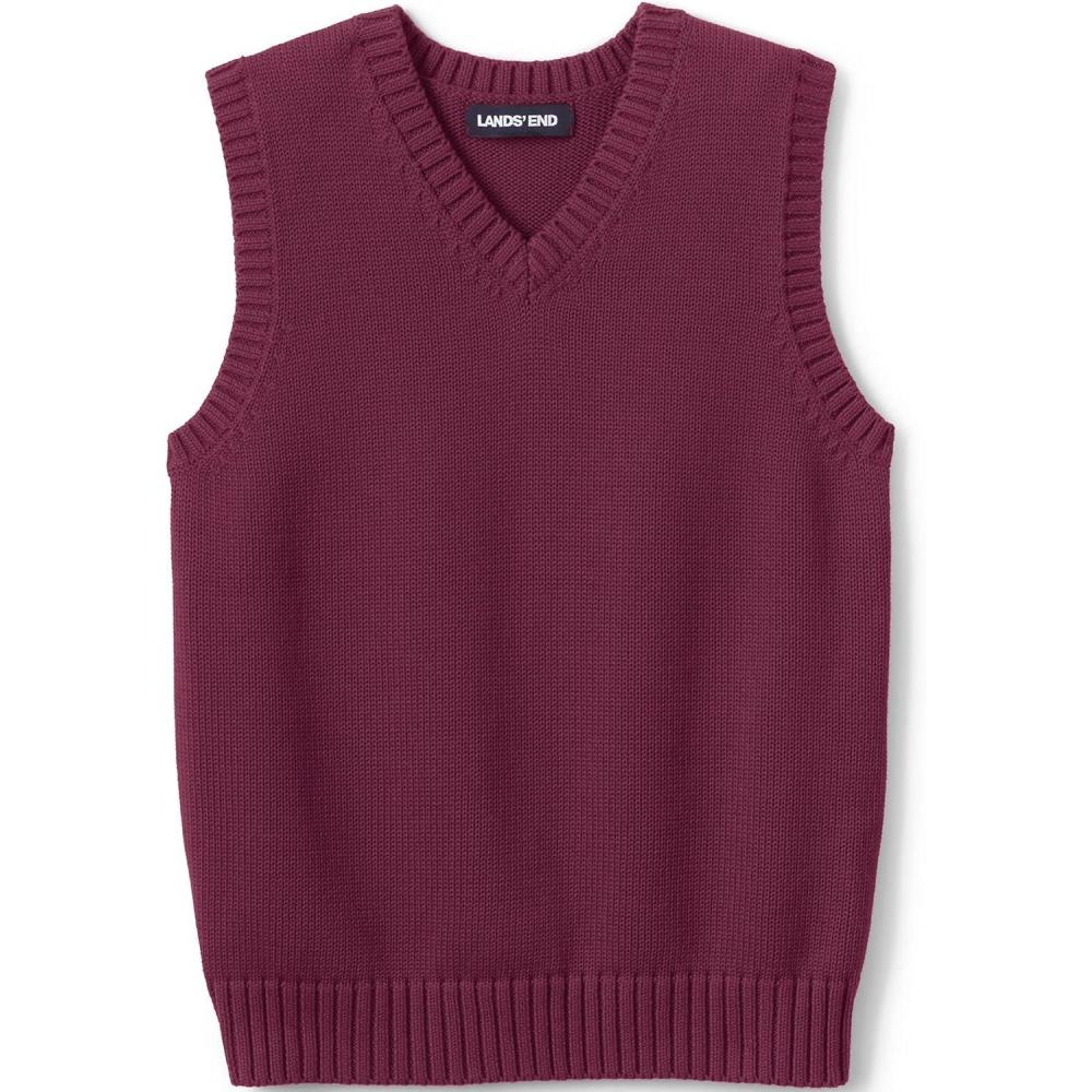 imageLands End School Uniform Kids Cotton Modal Sweater VestBurgundy