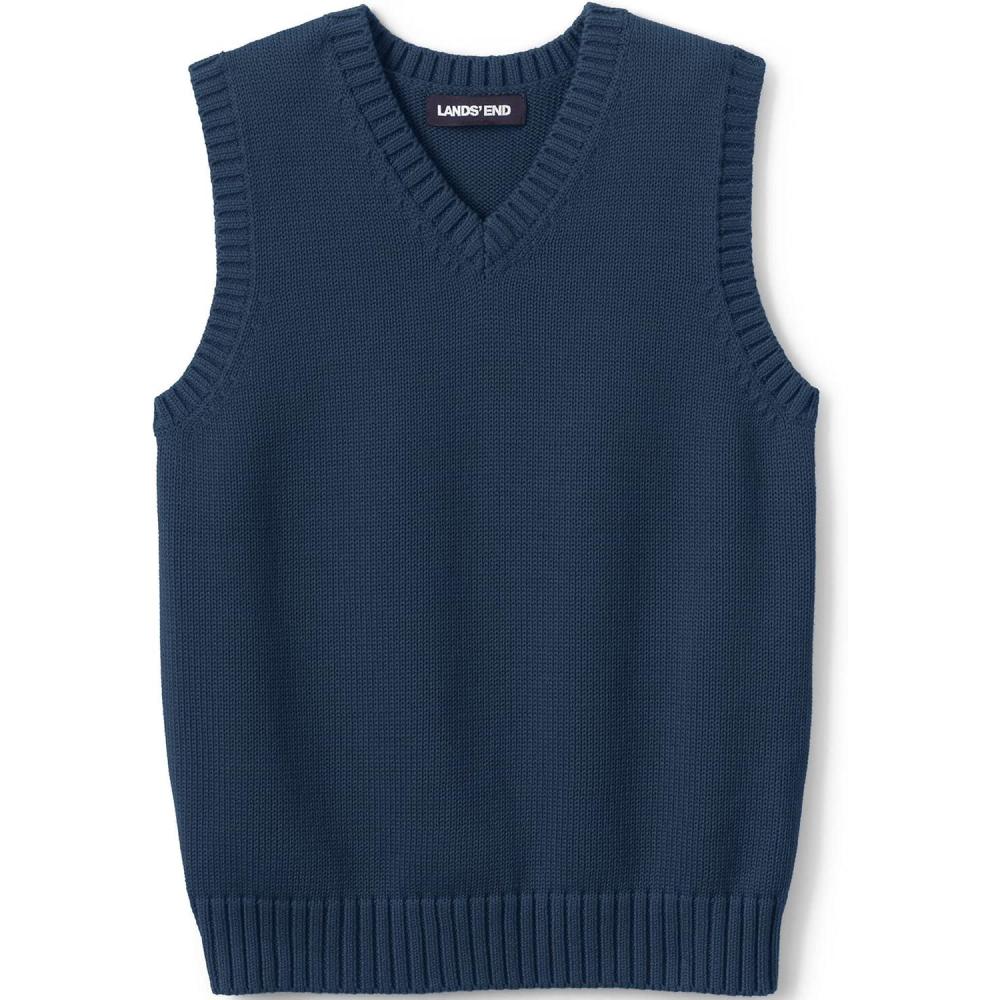 imageLands End School Uniform Kids Cotton Modal Sweater VestClassic Navy