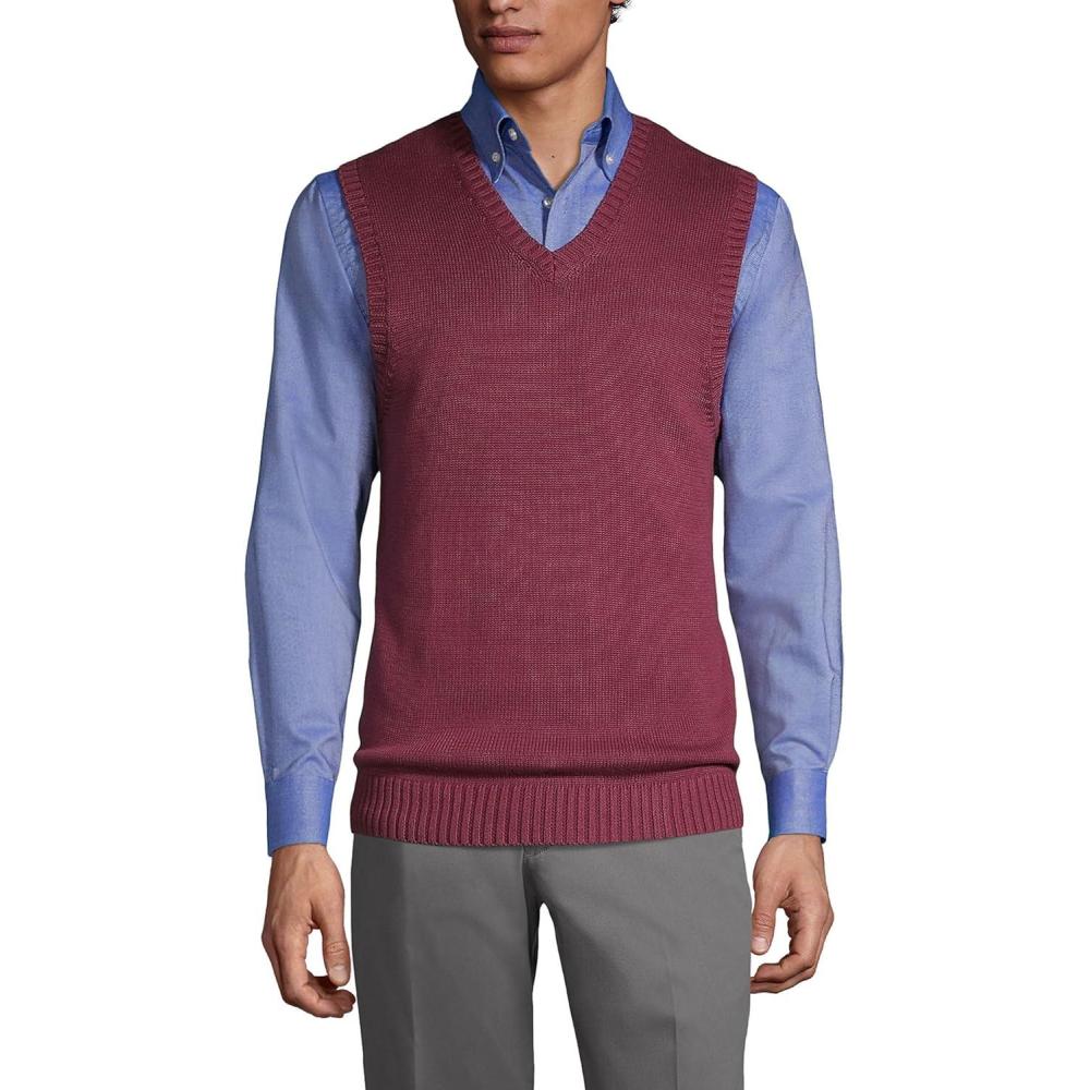 imageLands End School Uniform Mens Cotton Modal Sweater VestBurgundy