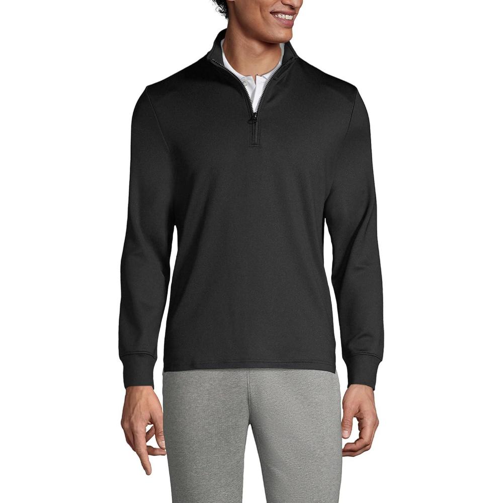 imageLands End School Uniform Mens Quarter Zip PulloverBlack