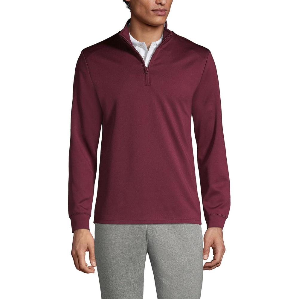 imageLands End School Uniform Mens Quarter Zip PulloverBurgundy