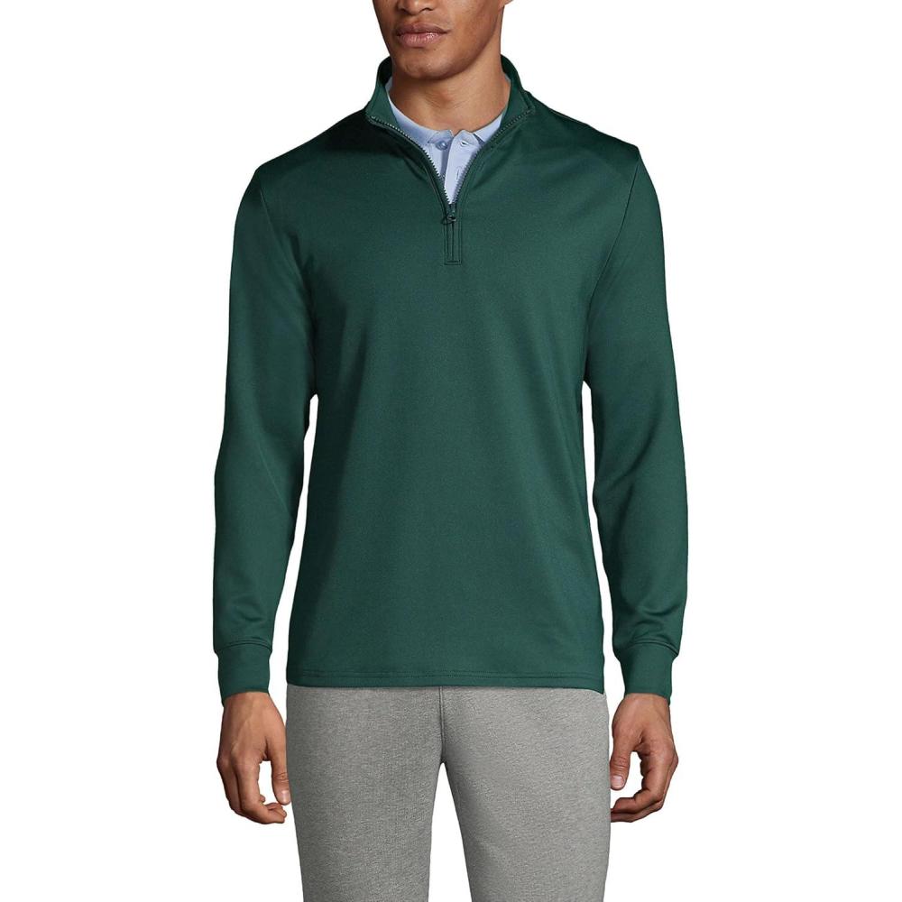 imageLands End School Uniform Mens Quarter Zip PulloverEvergreen