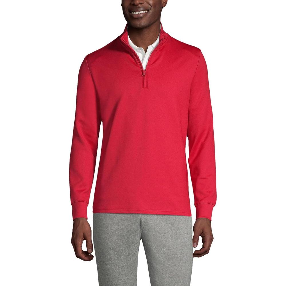 imageLands End School Uniform Mens Quarter Zip PulloverRed