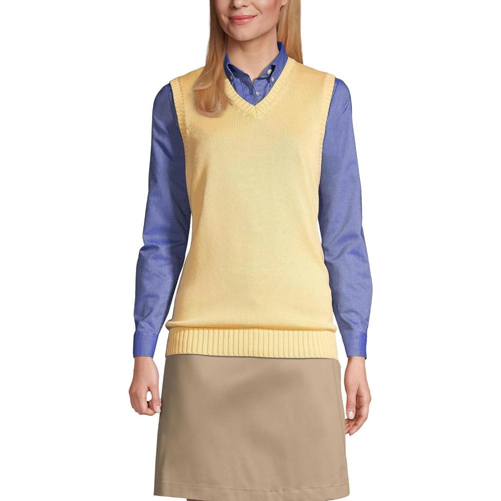 imageLands End School Uniform Womens Cotton Modal Sweater VestMaize