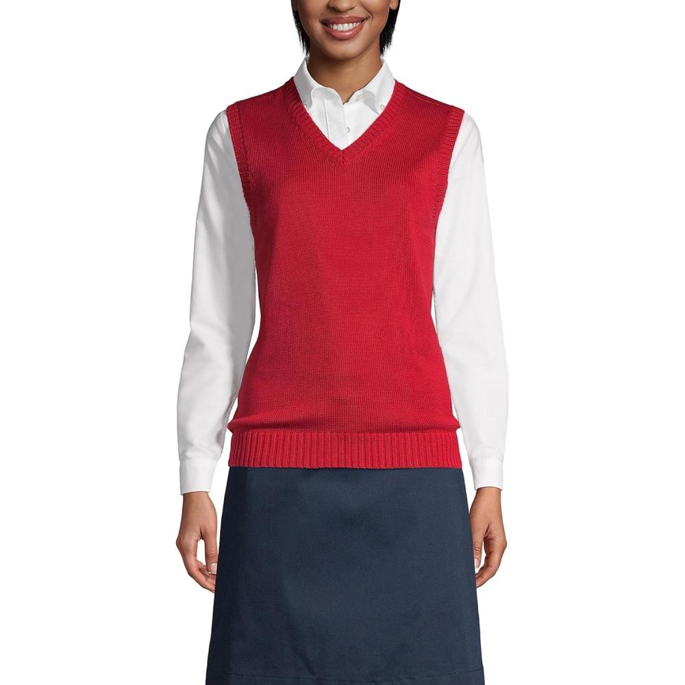 imageLands End School Uniform Womens Cotton Modal Sweater VestRed