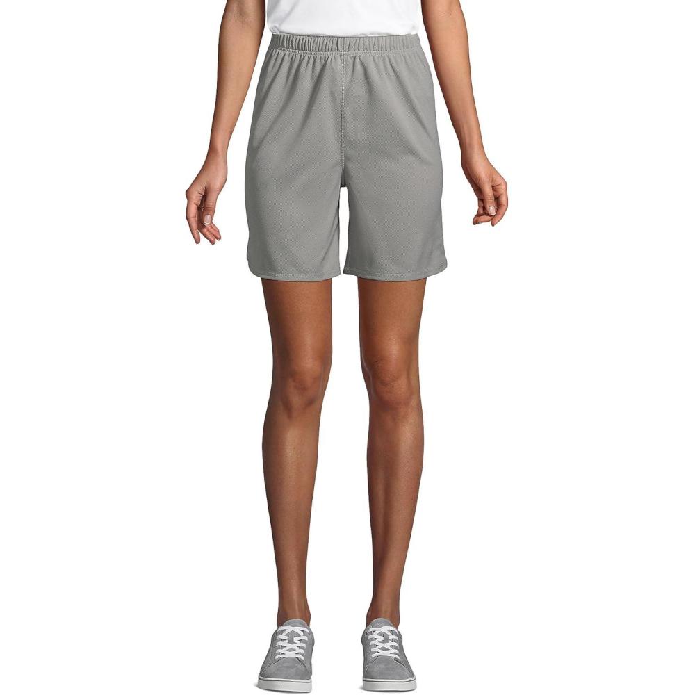 imageLands End School Uniform Womens Mesh Gym ShortsStone Gray