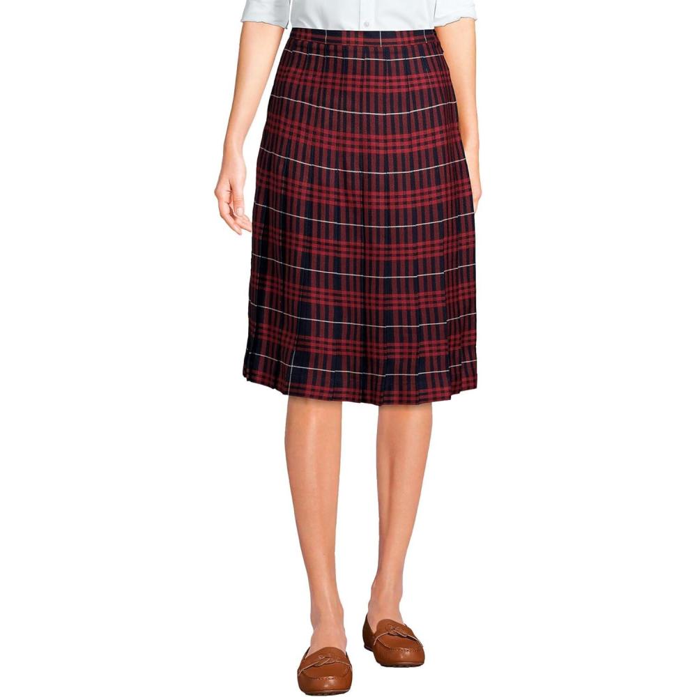 imageLands End School Uniform Womens Plaid Pleated Skirt Below The KneeClassic Navy Large Plaid