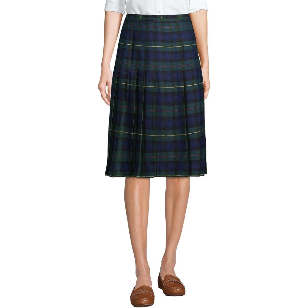 imageLands End School Uniform Womens Plaid Pleated Skirt Below The KneeHunterClassic Navy Plaid