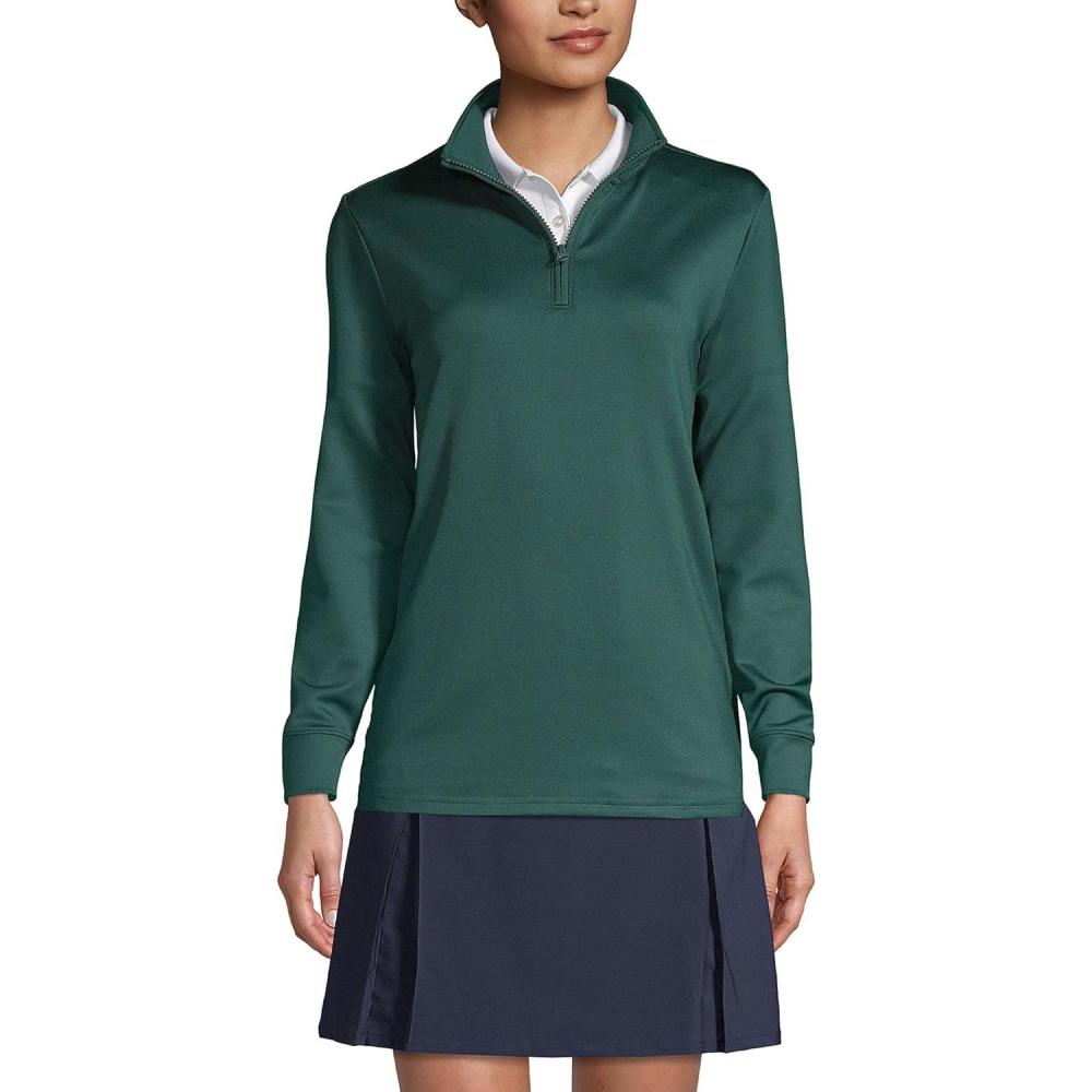 imageLands End School Uniform Womens Quarter Zip PulloverEvergreen