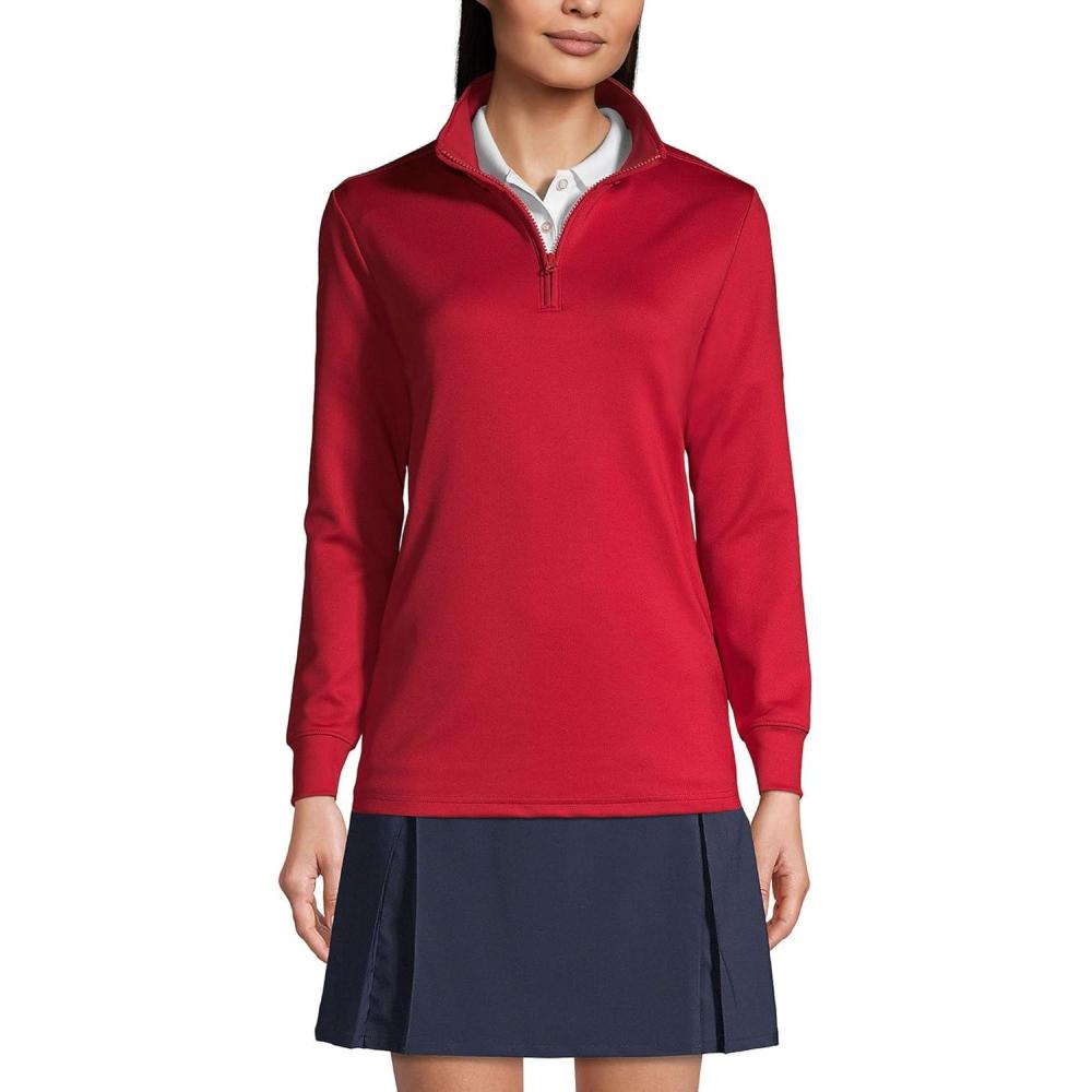 imageLands End School Uniform Womens Quarter Zip PulloverRed