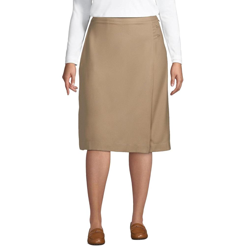imageLands End School Uniform Womens Solid Aline Skirt Below The KneeKhaki