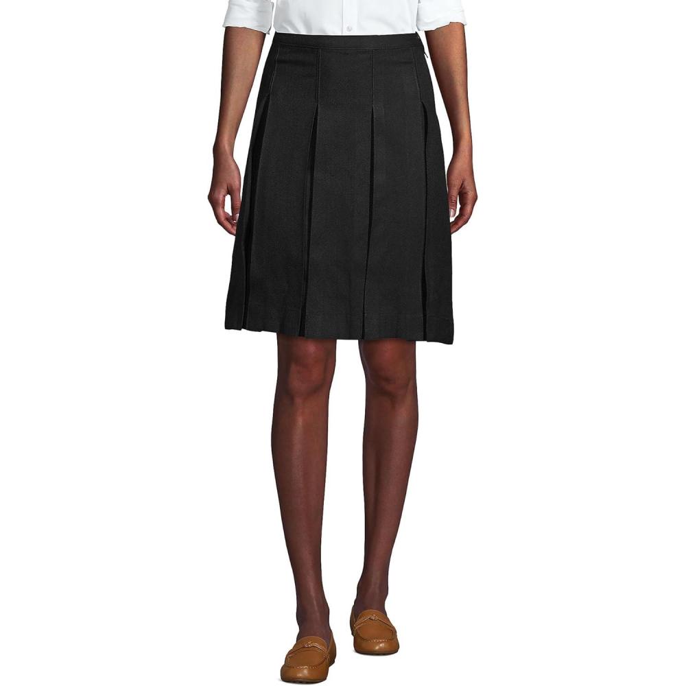 imageLands End School Uniform Womens Solid Box Pleat Skirt Above KneeBlack
