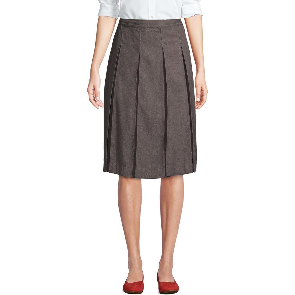 imageLands End School Uniform Womens Solid Box Pleat Skirt Below The KneeGray