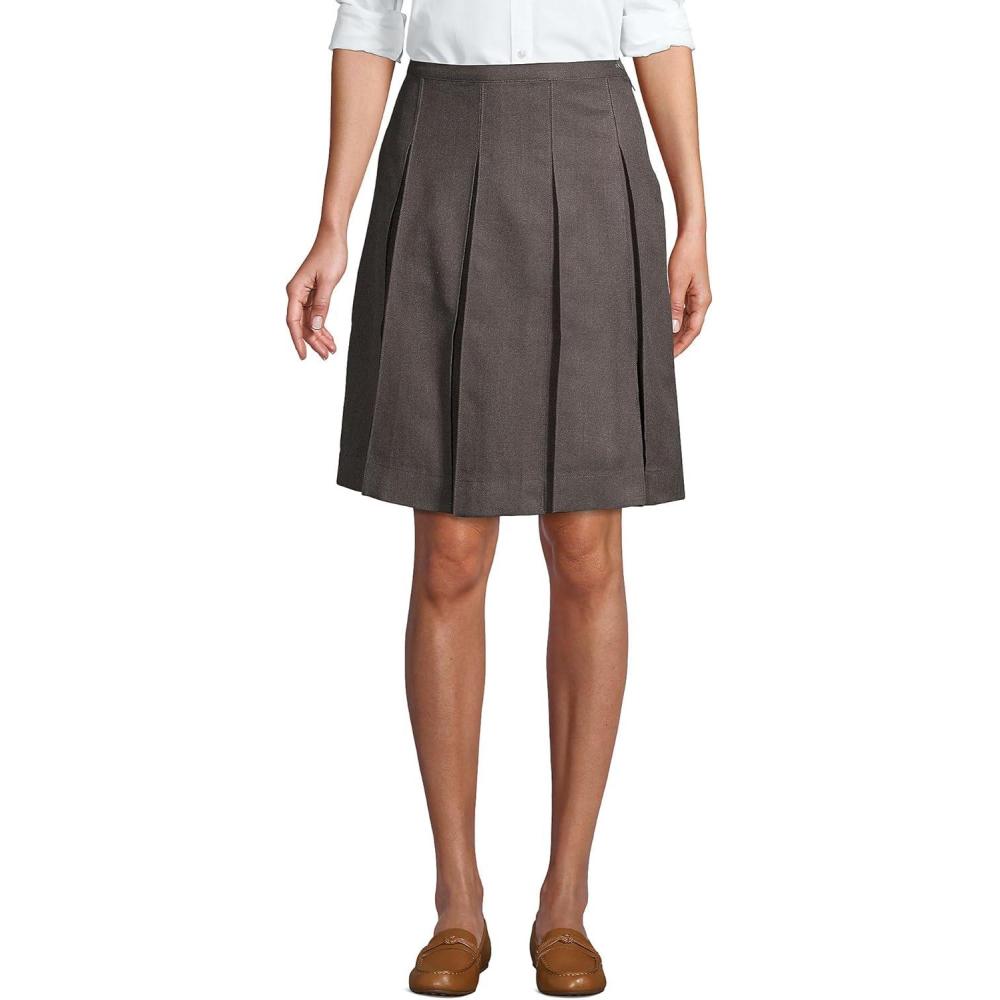 imageLands End School Uniform Womens Solid Box Pleat Skirt Top of KneeGray