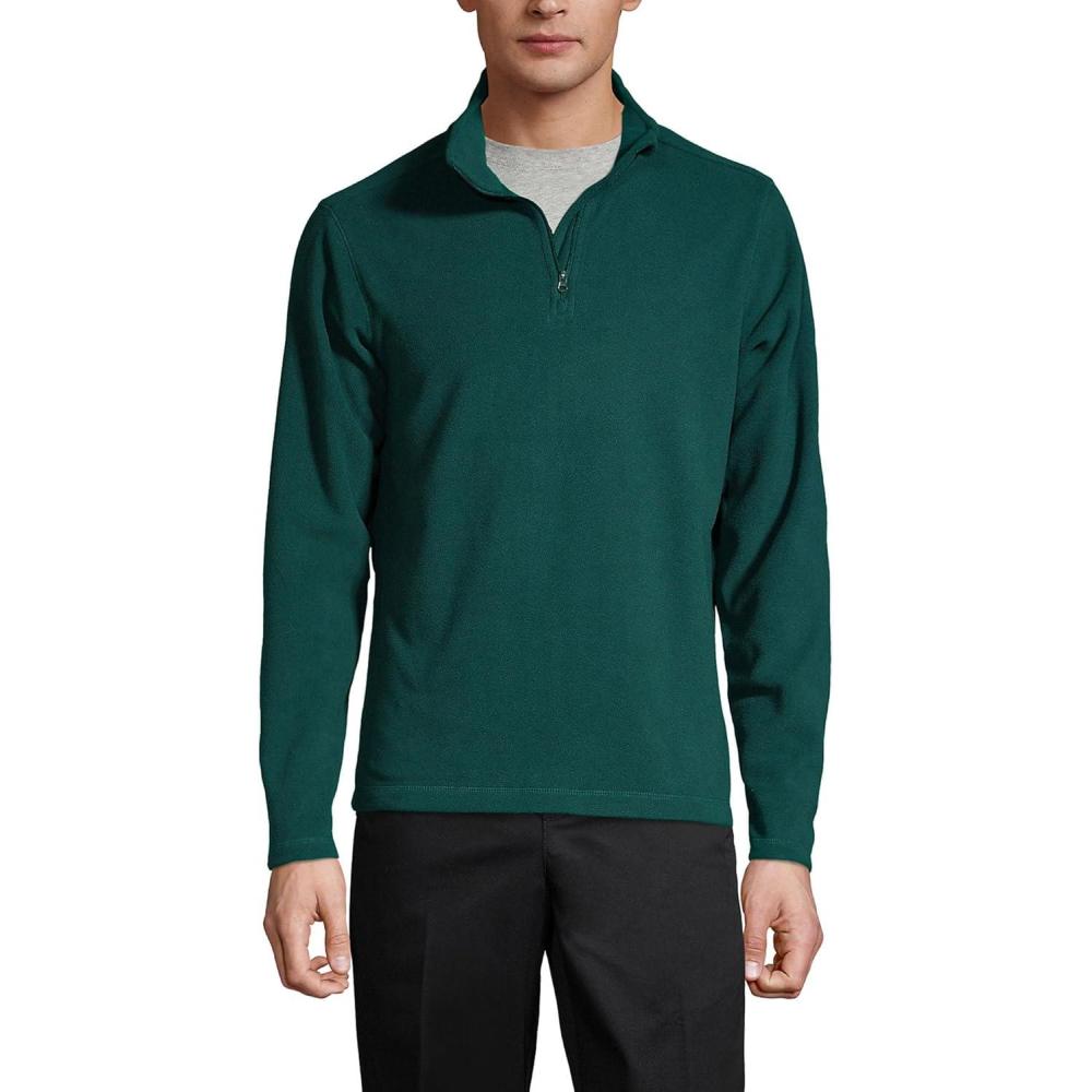 imageLands End School Uniform Young Mens Lightweight Fleece Quarter Zip PulloverEvergreen
