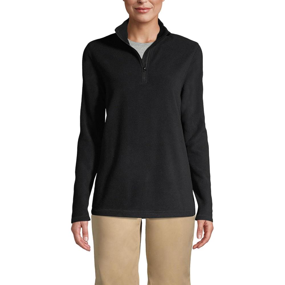 imageLands End School Uniform Young Womens Lightweight Fleece Quarter Zip PulloverBlack
