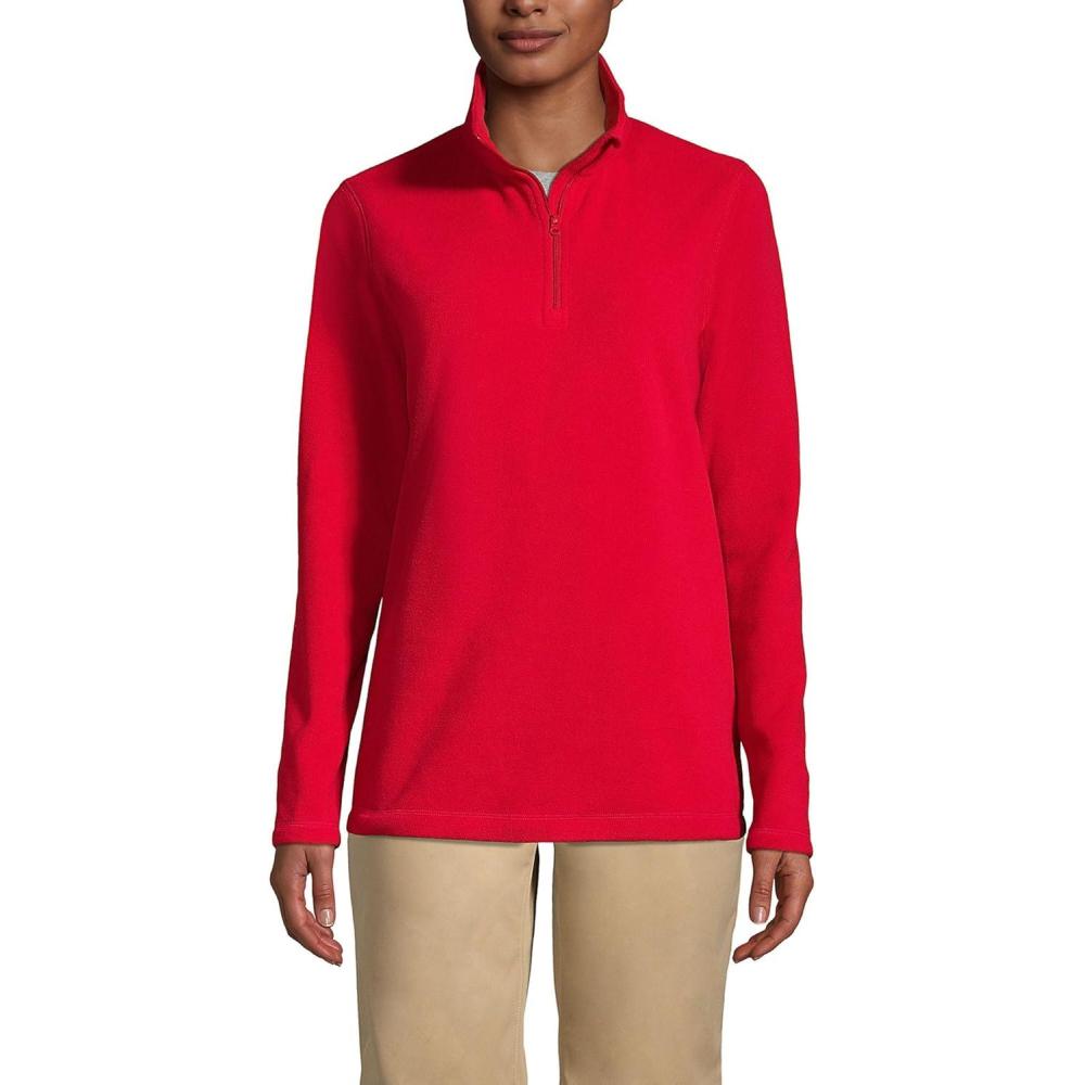 imageLands End School Uniform Young Womens Lightweight Fleece Quarter Zip PulloverRed