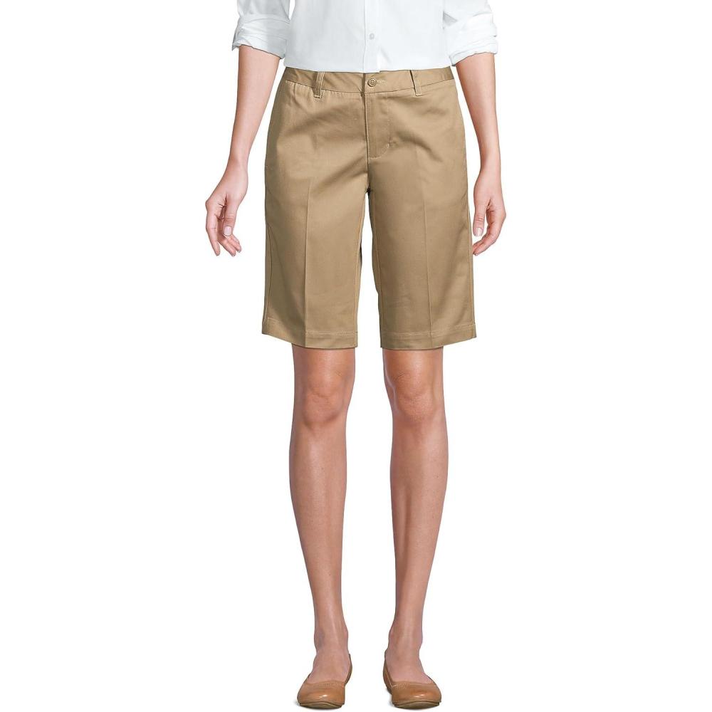 imageLands End School Uniform Young Womens Plain Front Blend Chino ShortsKhaki