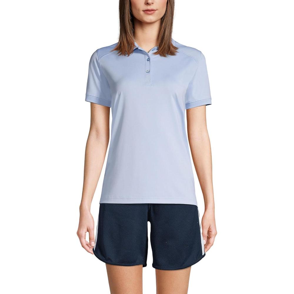 imageLands End School Uniform Young Womens Short Sleeve Rapid Dry Polo ShirtBlue