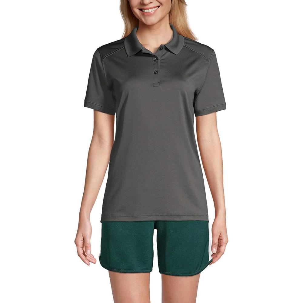 imageLands End School Uniform Young Womens Short Sleeve Rapid Dry Polo ShirtSoapstone