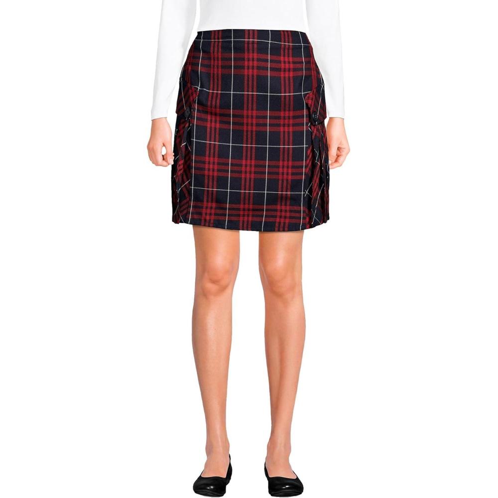 imageLands End School Uniform Young Womens Side Pleat Plaid Skort Above The KneeClassic Navy Large Plaid
