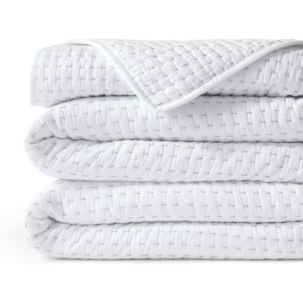 imageLands End Seed Stitch Quilt White FullQueenWhite