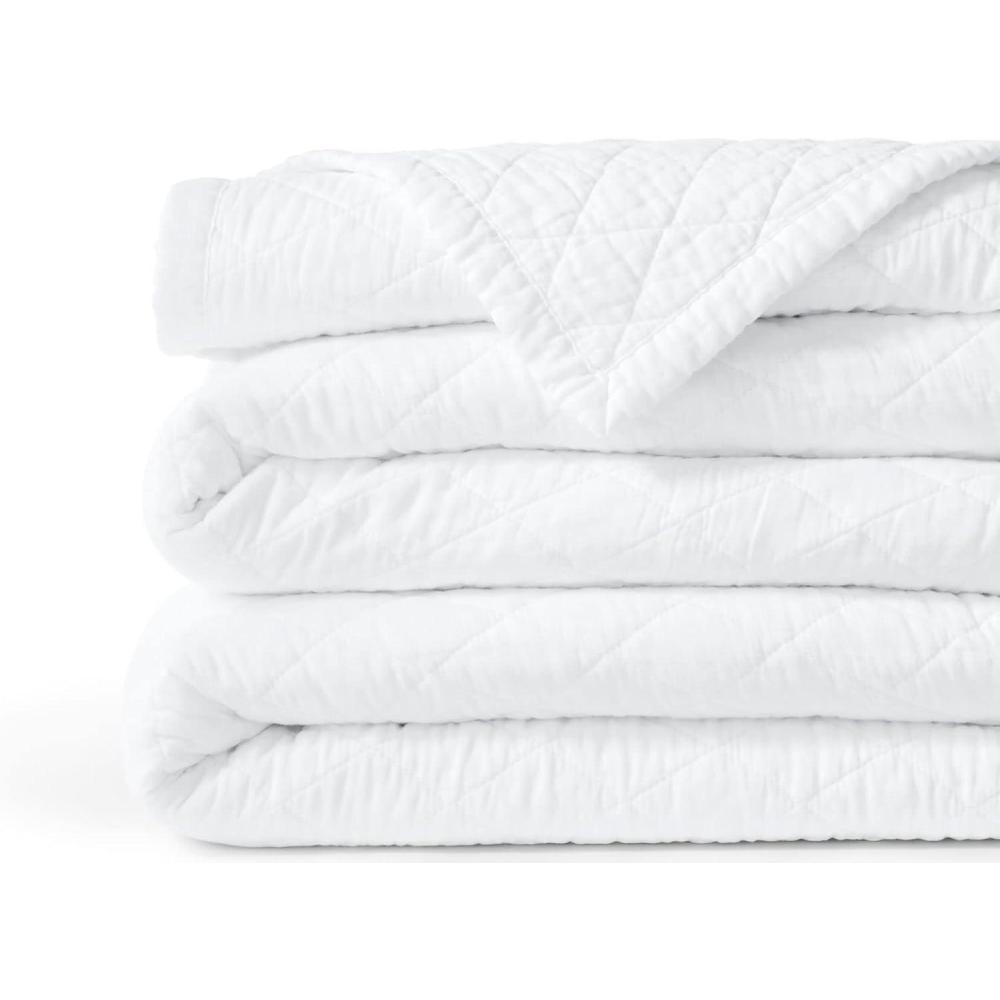 imageLands End Solid Diamond Double Voile Quilt White TwinWhite