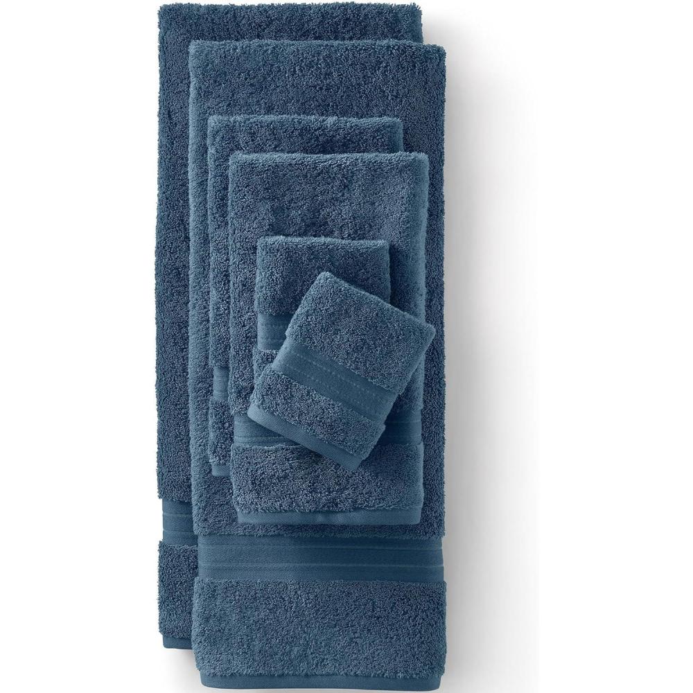 imageLands End Supima Towel Deep Sea Navy 6 Piece Towel SetBering Sea Blue