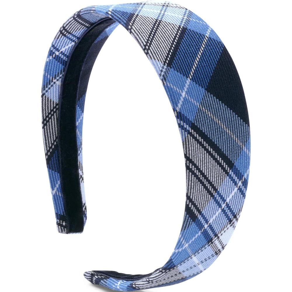 imageLands End Uniform Girls Wide Headband Classic Navy One SizeClear Blue Plaid