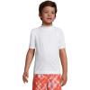 Lands’ End Boys UPF 50 Short Sleeve Swim Shirt Rash Guard(White)