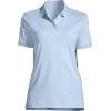 Lands’ End Essentials Women’s Short Sleeve All Day Comfort Polo Shirt – 100% Cotton Won’t Shrink Pill Fade(Blue)