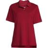 Lands’ End Essentials Women’s Short Sleeve All Day Comfort Polo Shirt – 100% Cotton Won’t Shrink Pill Fade(Garnet)