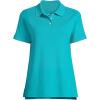 Lands’ End Essentials Women’s Short Sleeve All Day Comfort Polo Shirt – 100% Cotton Won’t Shrink Pill Fade(Teal Breeze)