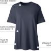 Lands’ End Essentials Women’s Short-Sleeve Soft Cotton T-Shirt – Tailored Feminine Fit(Classic Navy)
